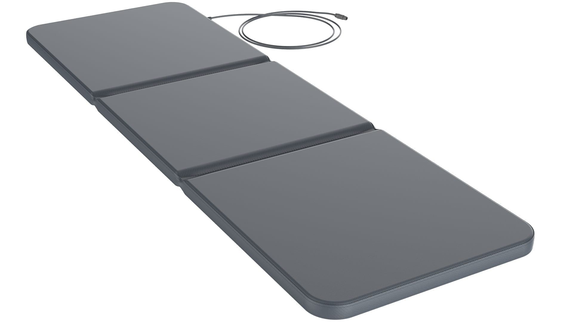 A gray table with two grey tables on top of it.