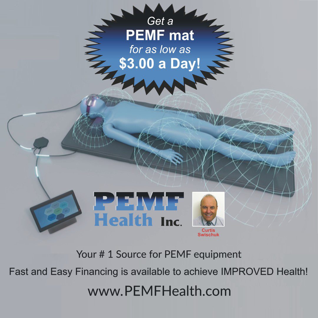 Pulsating PEMF mat with my picture and financing information.  Get a PEMF mat for as low as $3.00 per day.