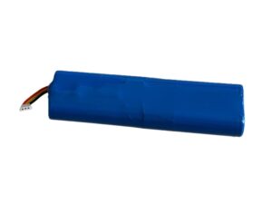 Blue rechargeable battery pack with connection wires.